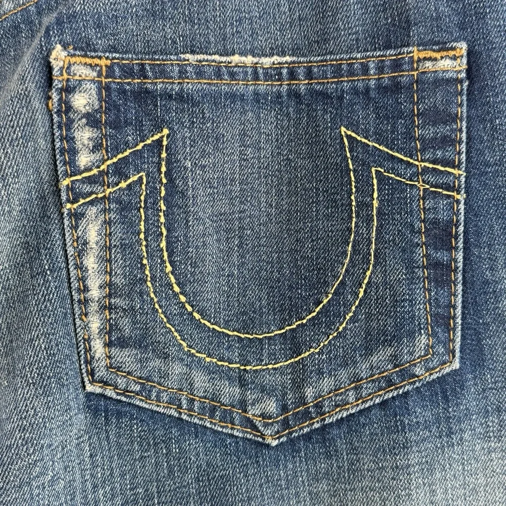 True Religion Geno Jeans Mens 29x32 Blue Denim Geno USA Distressed Selvedge NWT